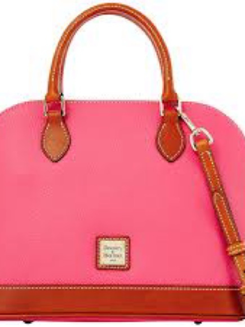 Dooney & Bourke Pink Satchel with Tan Trim